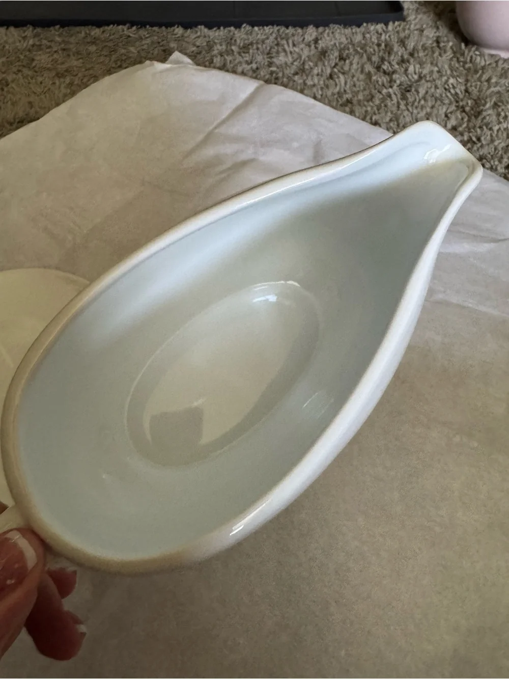 köök Ceramic Gravy Boat with Saucer Set – White